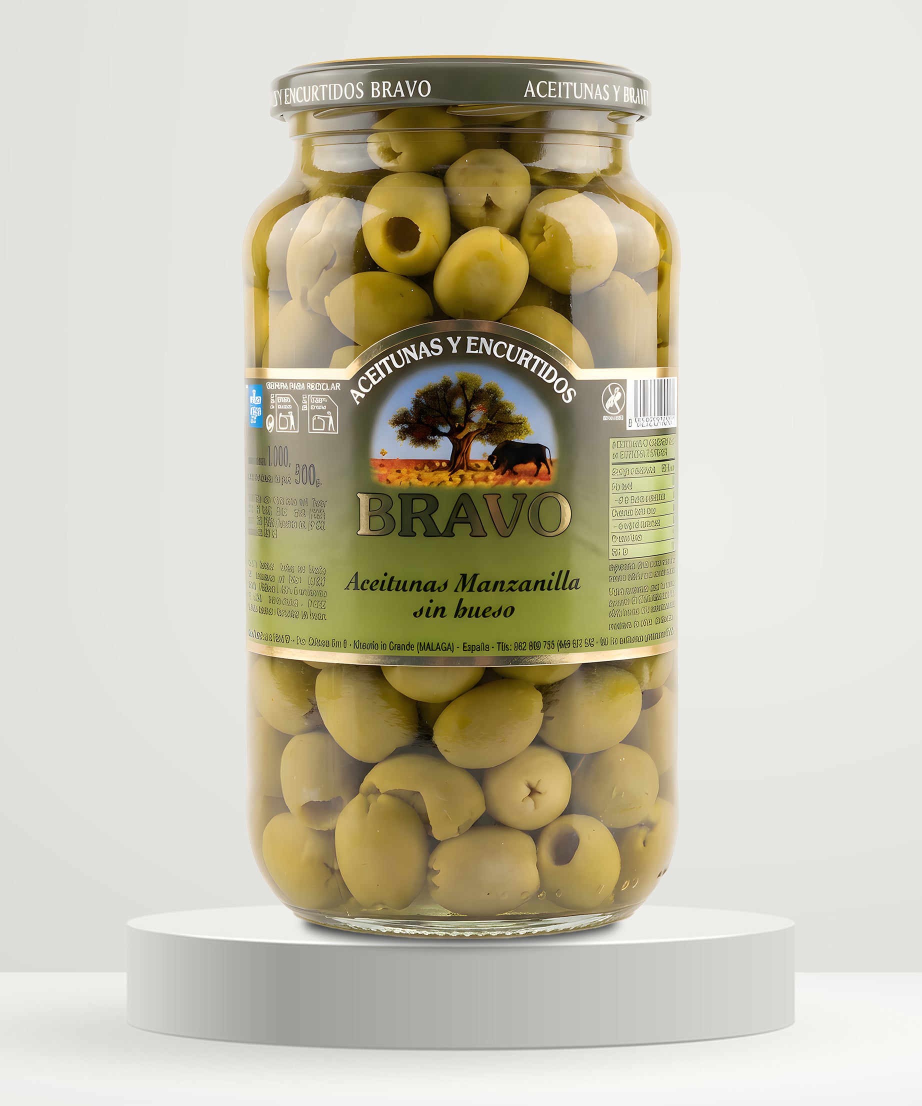 BRAVO Pitted Manzanilla Green Olives 500g