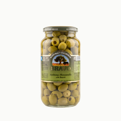 BRAVO Pitted Manzanilla Green Olives 500g